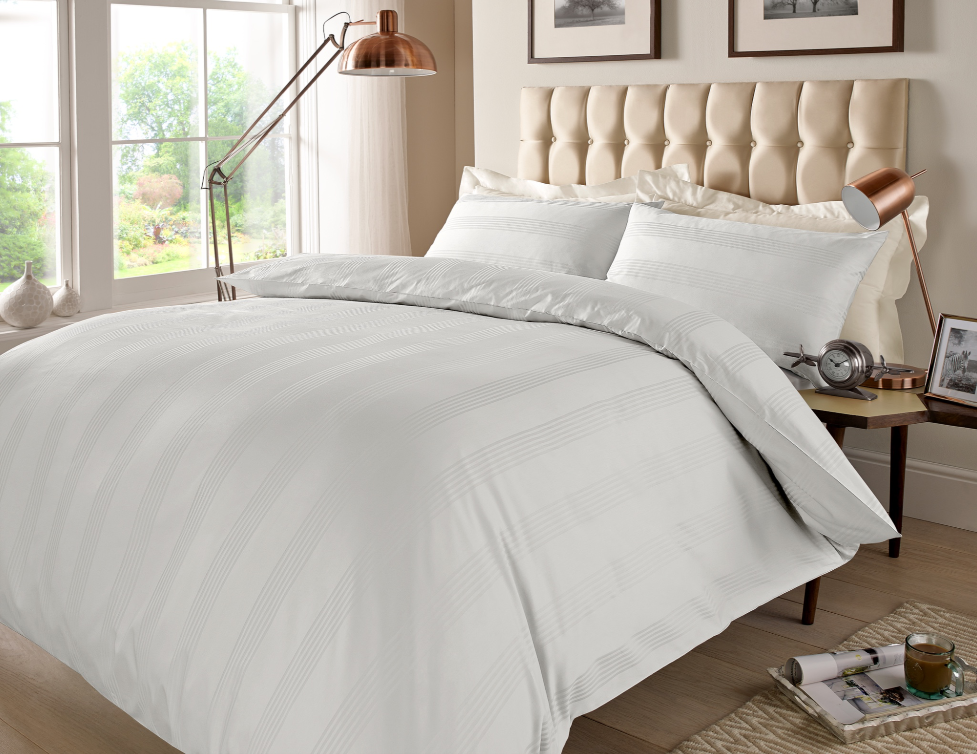 White Multi-Stripe Sheets — Multi-stripe Sheets, Bed Sheets by Royal Mills