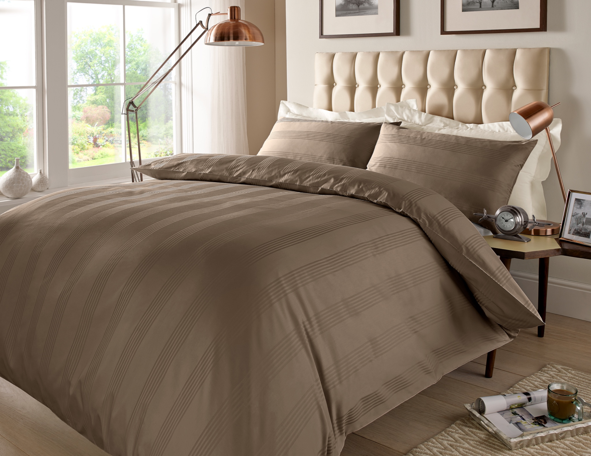 Taupe Multi-Stripe Sheets — Multi-stripe Sheets, Bed Sheets by Royal Mills
