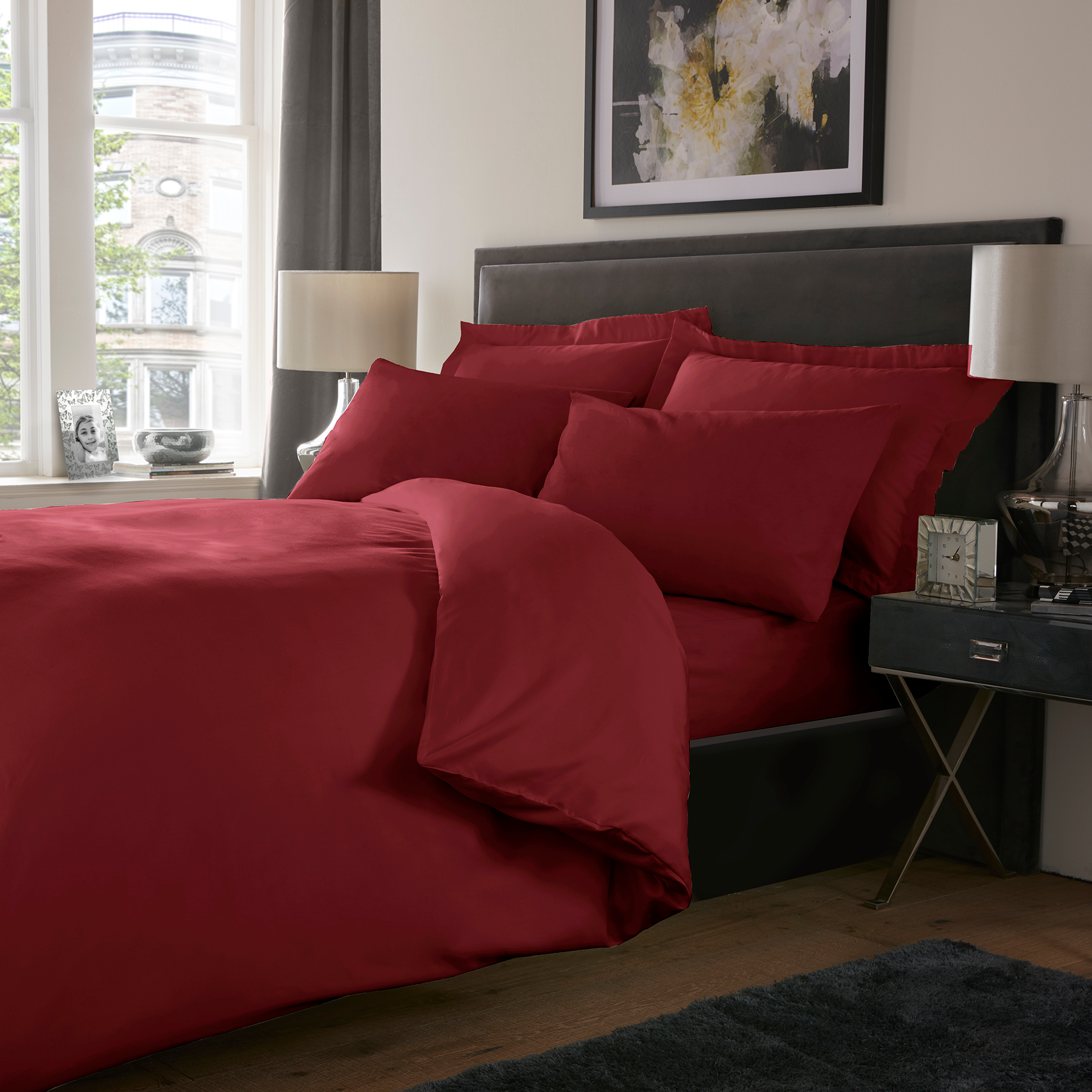 Burgundy Solid Sheets — 100% Cotton bed sheets by Royal Mills, India