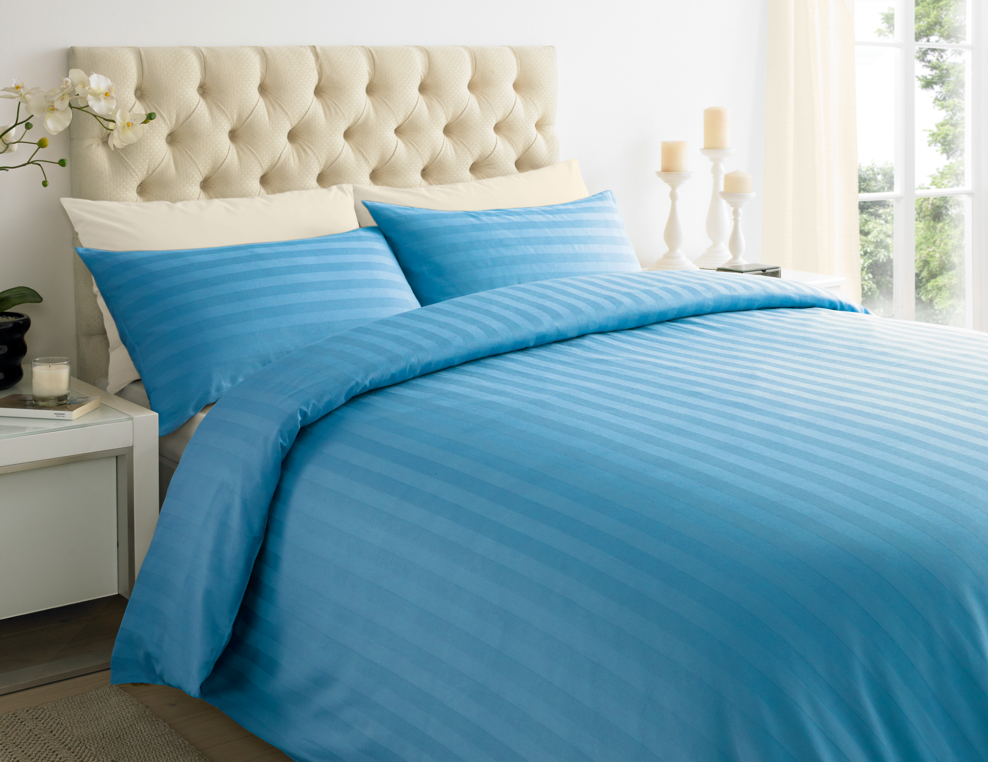 Blue 2 CM Stripes Duvet Covers — 100% Cotton duvet covers by Royal Mills, India