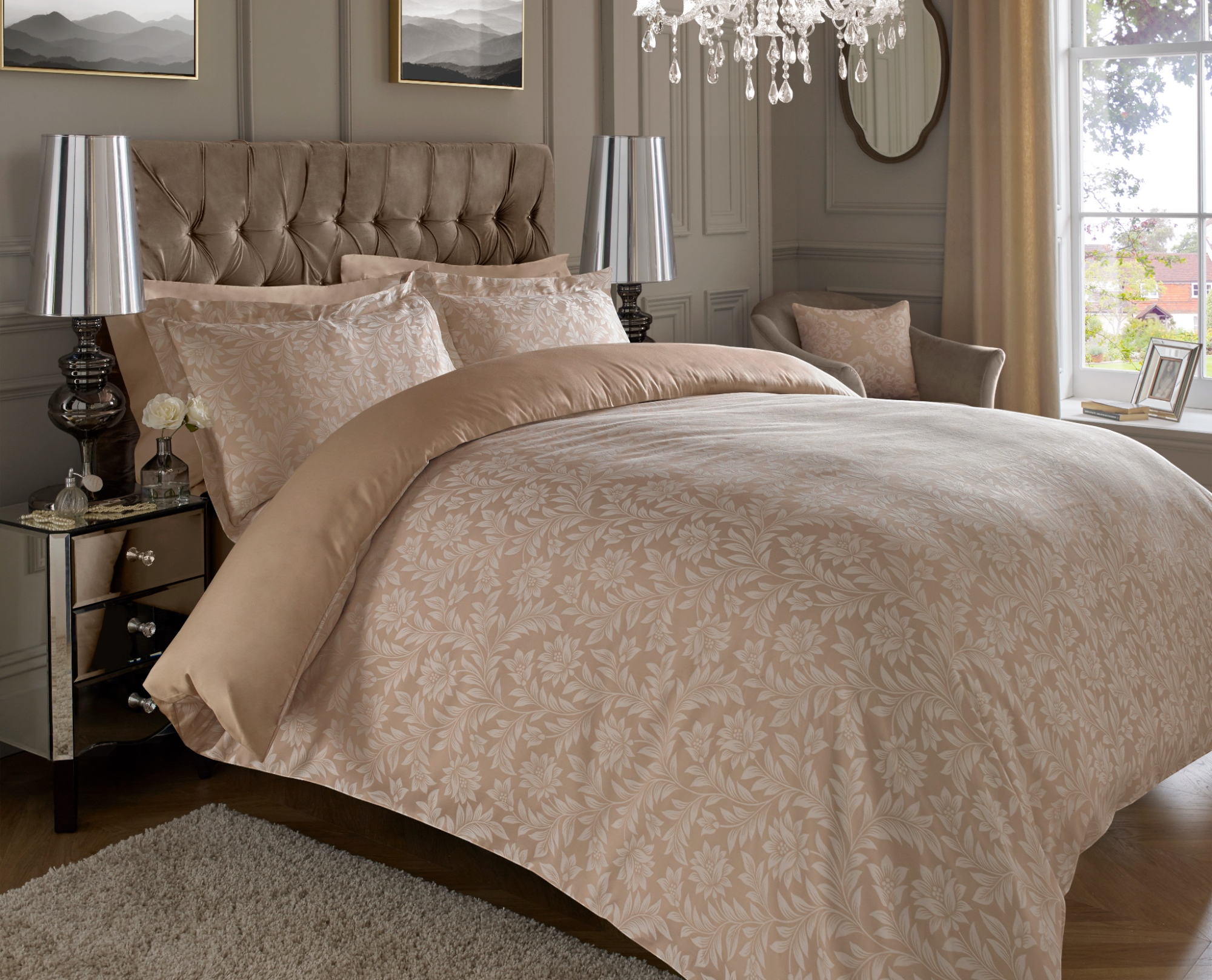 Beige Jacquard/Damask Duvet Covers — CVC duvet covers by Royal Mills, India