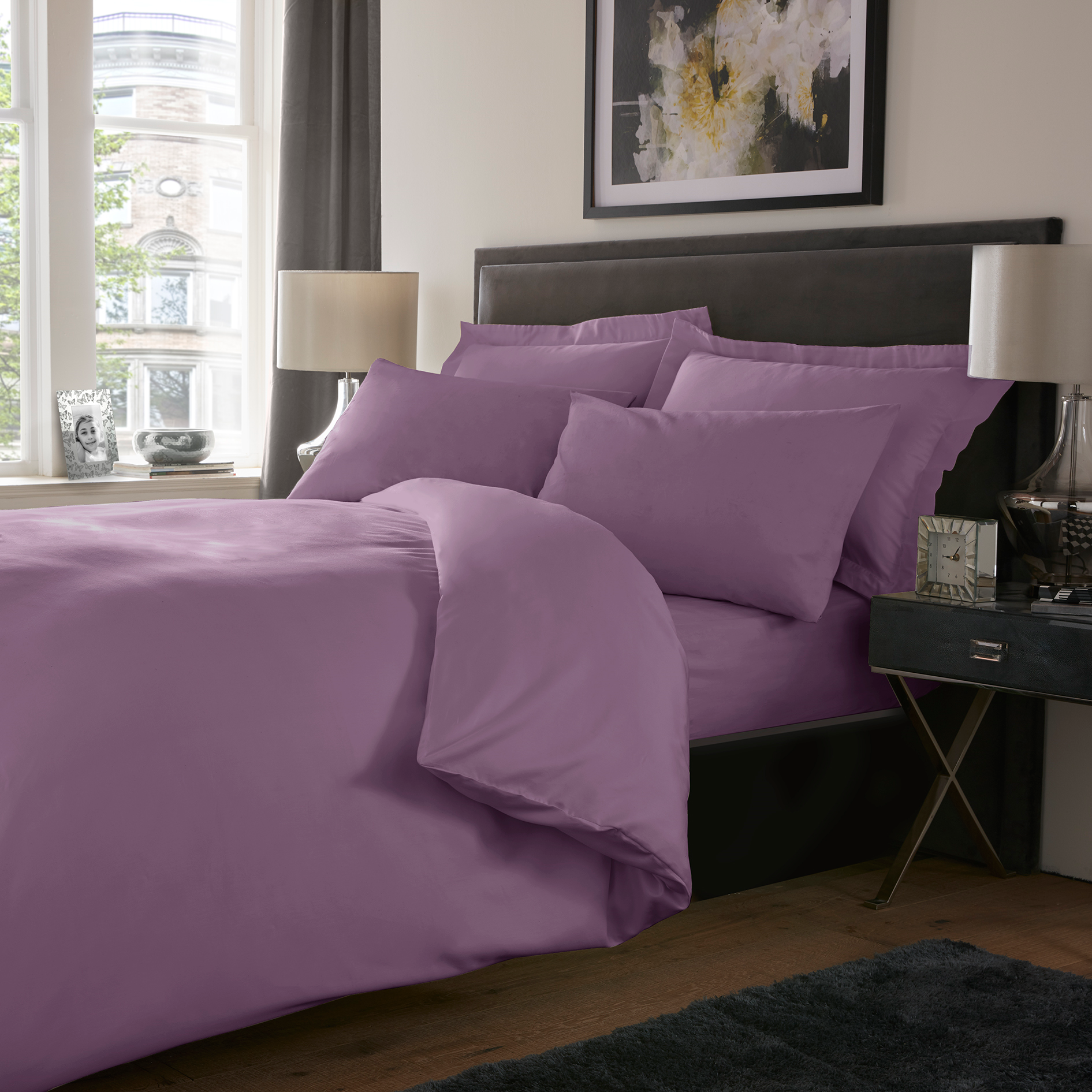 Lilac Solid Sheets — 100% Cotton bed sheets by Royal Mills, India